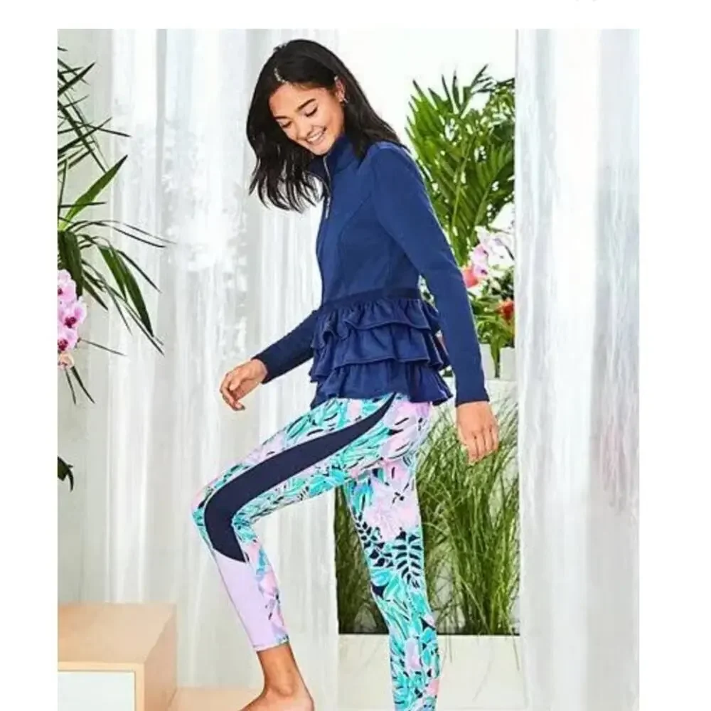 Lilly Pulitzer Navy Blue Azela Ruffle Fleece Jacket / Size-XSMALL
